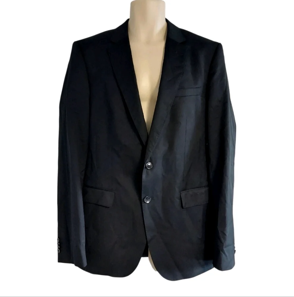 Hugo Boss Mens Blazer Size 42 Long Black Reda H Huge Solid Wool Jacket New